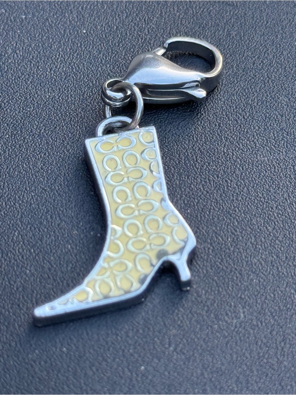 Coach Yellow Enamel Cowboy Boot Charm with Silver Hardware